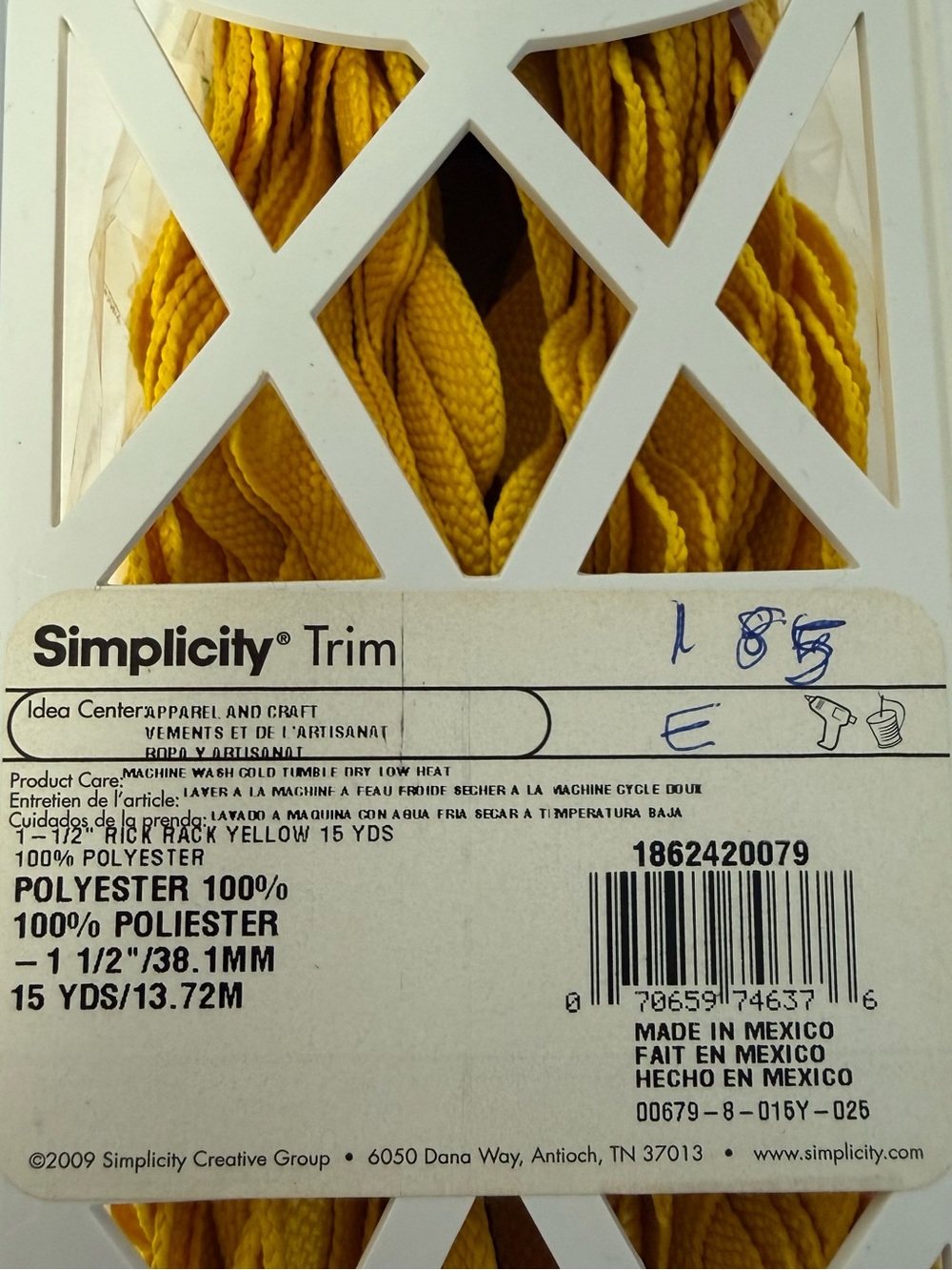 SIMPLICITY Yellow Scalloped Ric Rac Trim NWT - Picture 4 of 5